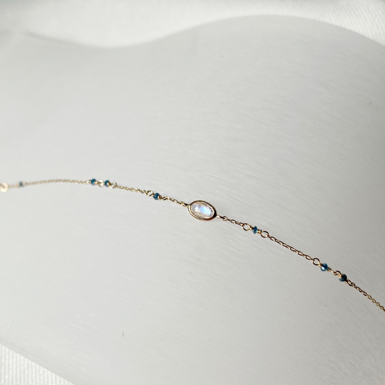 14k純金 小橢圓月光藍鑽原礦手鍊