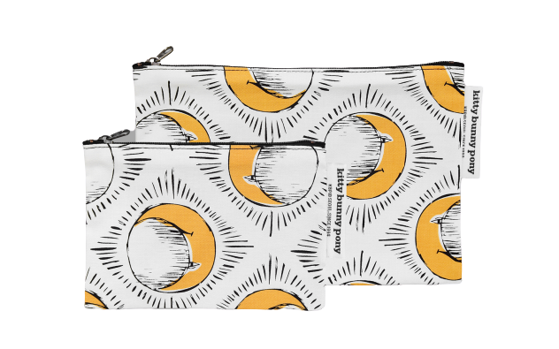 kbp Sun & Yellow Moon Pouch（太陽和黃月亮圖案）小布包一套（中、小型各一個）