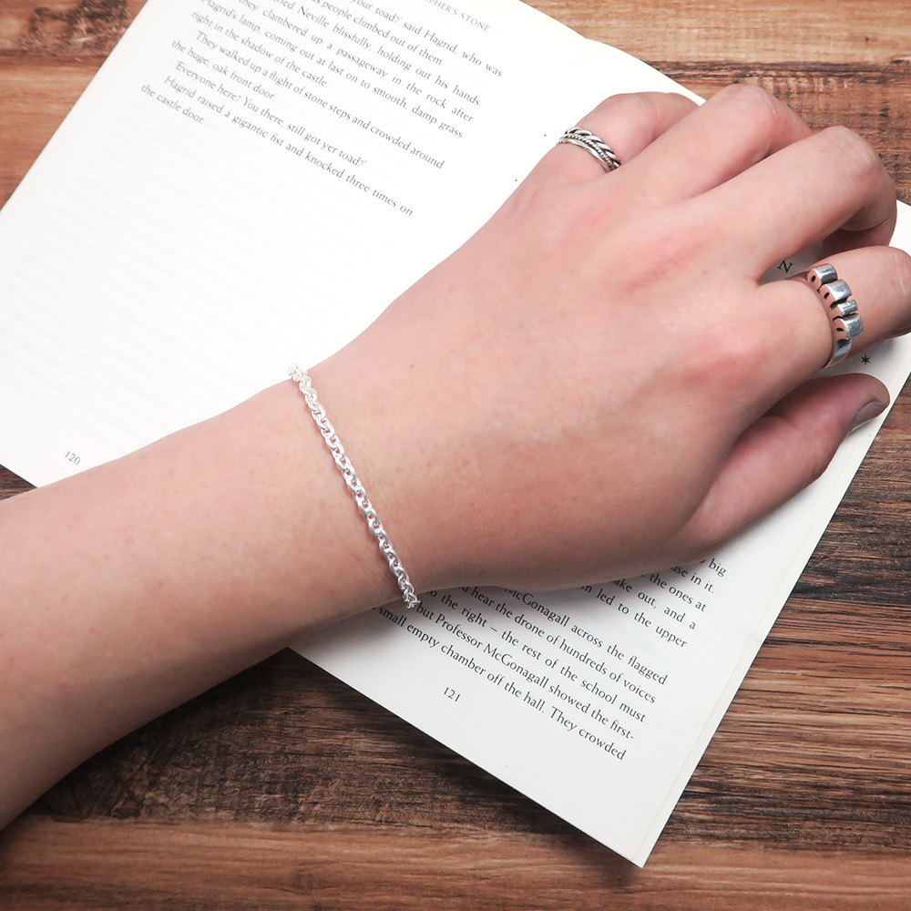 寬版圓圈手鍊(3.9mm中寬鍊) 925純銀刻字手鍊