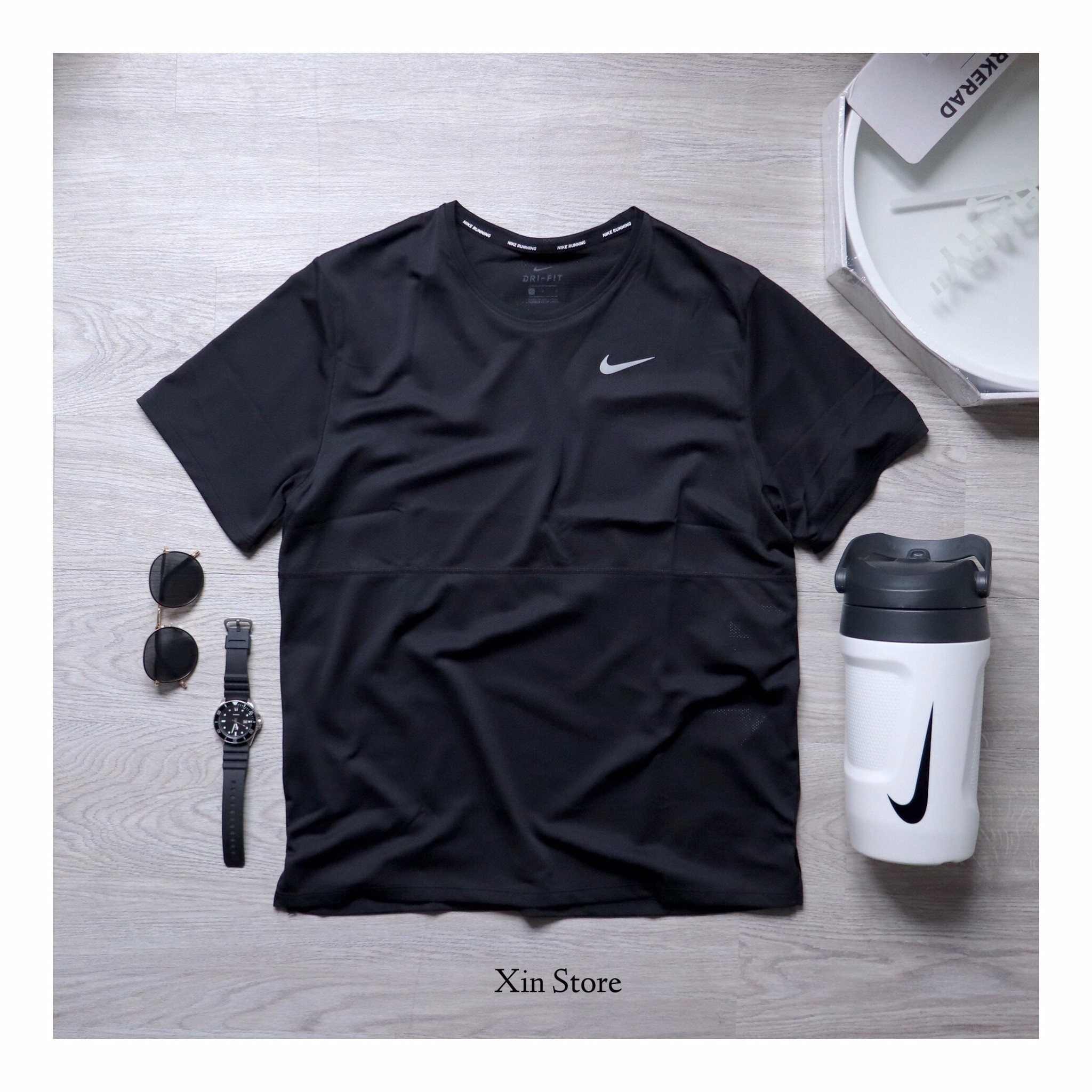 【現貨】Nike Running Breathe Logo Tee 反光 燙印 透氣 排汗 慢跑 運動 黑