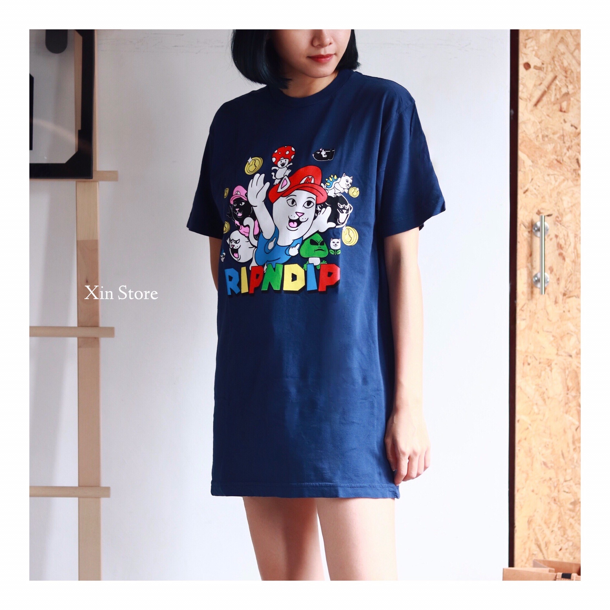 【現貨】RIPNDIP Nermio Tee 中指貓 馬力歐 金幣 海軍藍