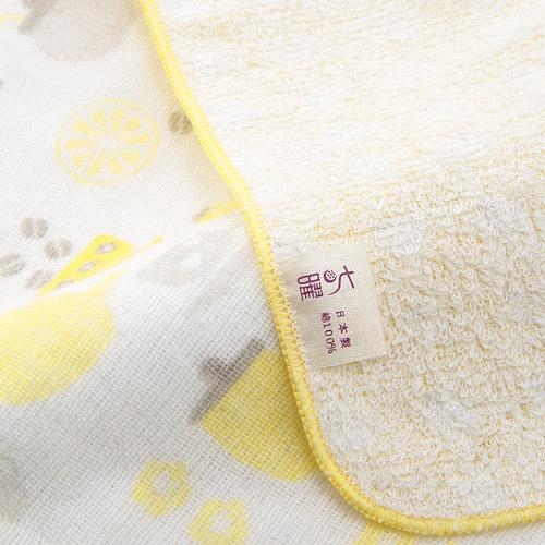 日式七曜ガ紗巾拼毛巾 (黃色) 23x23 (日本製)