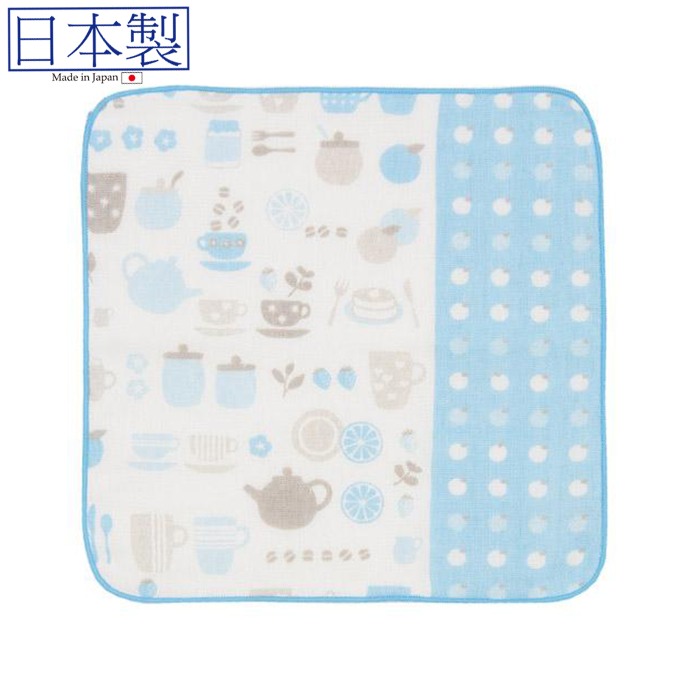 日式七曜ガ紗巾拼毛巾 (藍色) 23x23 (日本製)