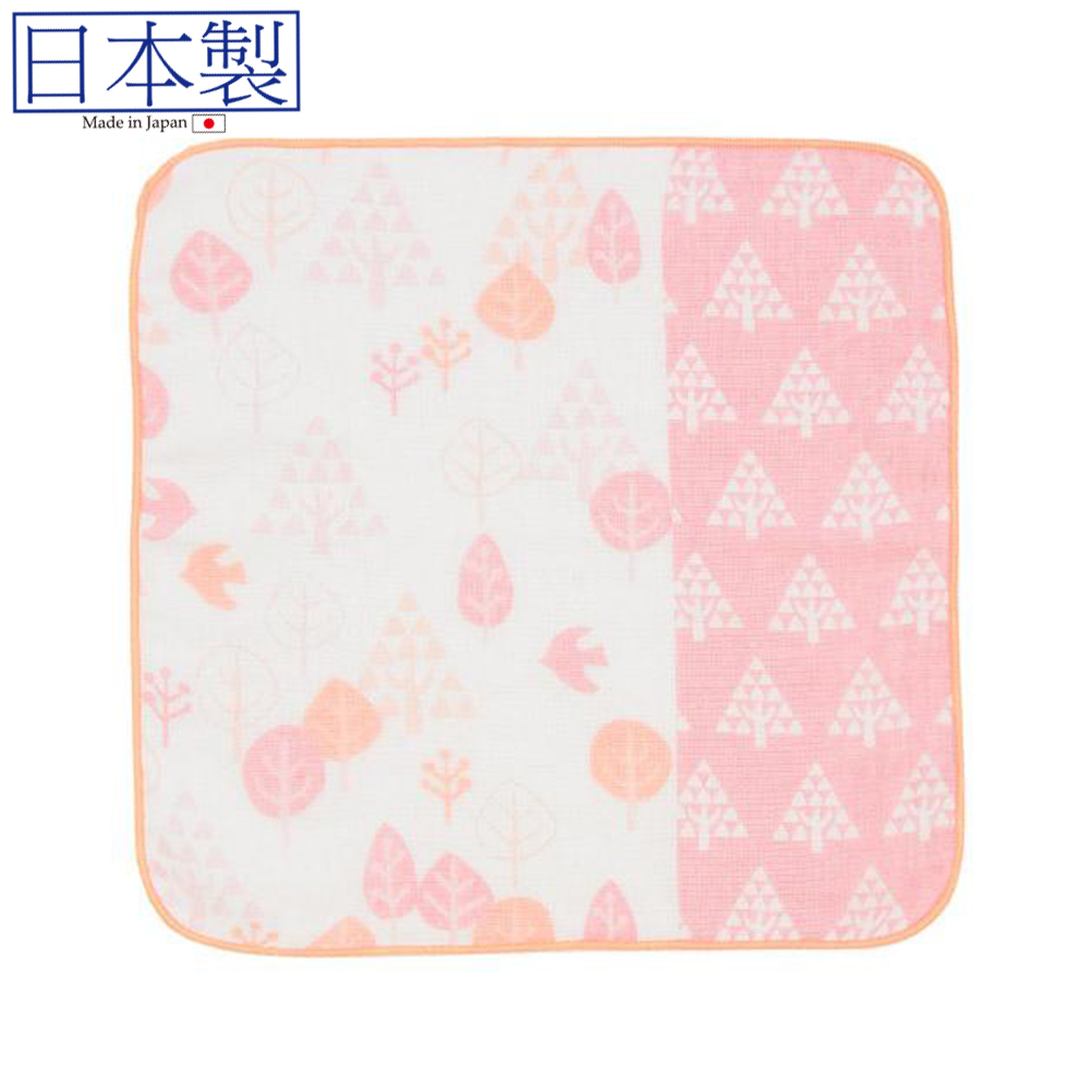 日式七曜ガ紗巾拼毛巾 (紅色) 23x23 (日本製)