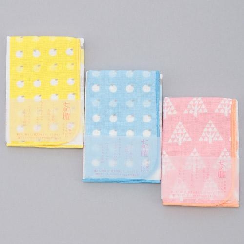 日式七曜ガ紗巾拼毛巾 (紅色) 23x23 (日本製)