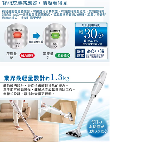 日本IRIS OHYAMA IC-SLDC1C 超輕量兩用吸塵機