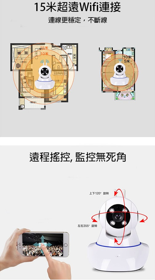 遠程 WiFi 高清智能可轉動監控攝像頭