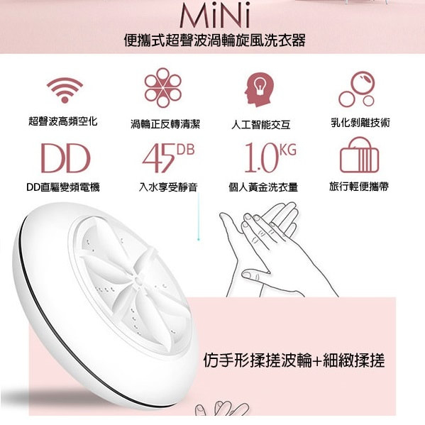 MINI WASH 便攜式超聲波渦輪旋風洗衣器