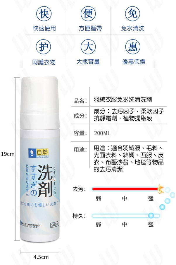 日本羽絨衣服免水洗清洗劑(兩支)