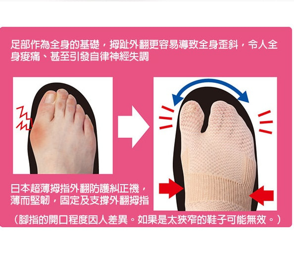 日本超薄拇指外翻防護糾正襪