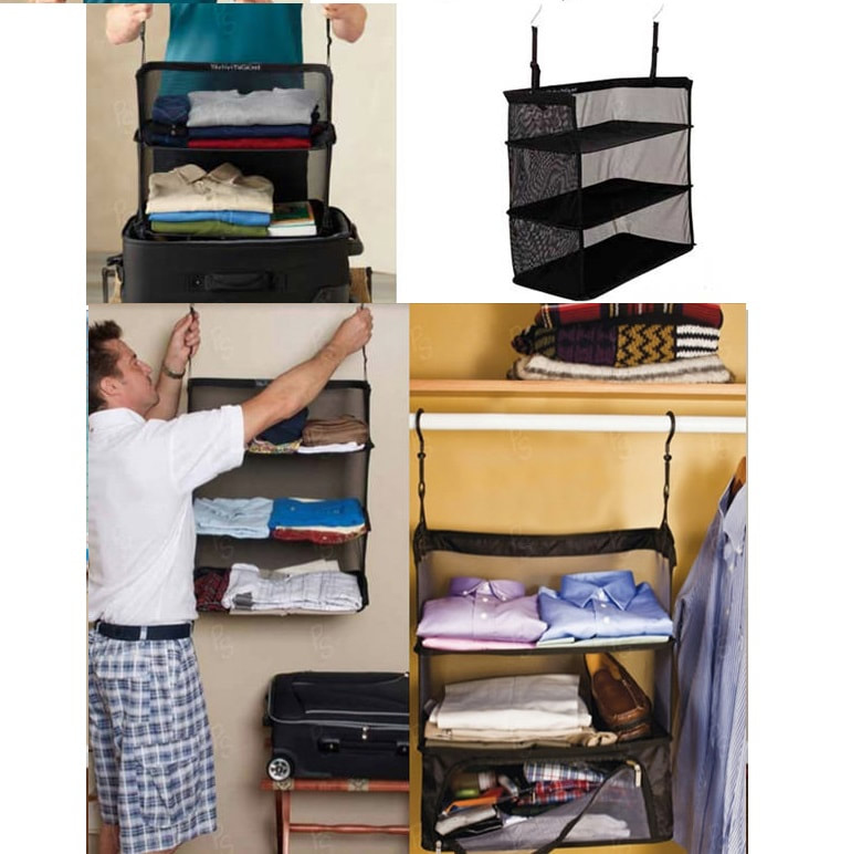 多功能秒速開收三層旅行收納衣櫃，唔洗執喼，快速收納及提取