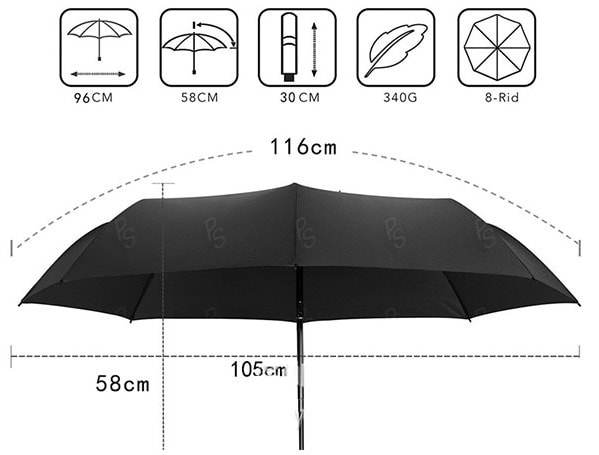 美國 DuPont Teflon 技術，23吋不沾水3折自動雨傘