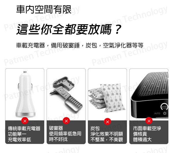 Onvent 三合一汽車空氣淨化器 QC3.0 充電破窗器