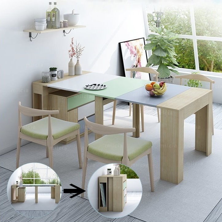 可長可短秒速伸縮變形餐桌櫃組合(免費送貨及安裝)