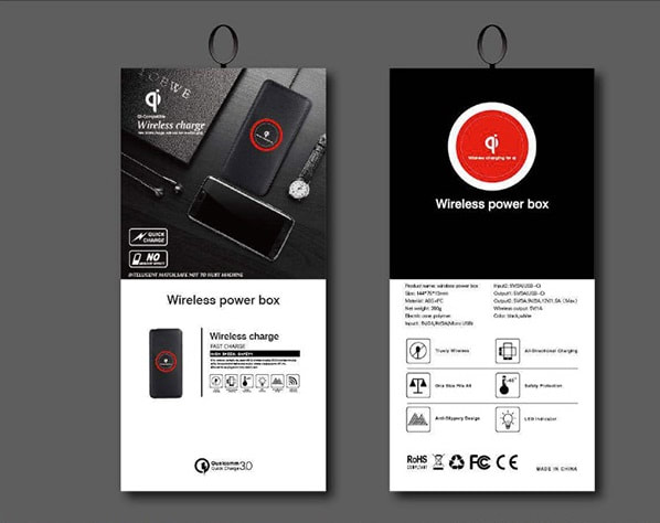 超薄仿皮紋無線充移動電源(2色)