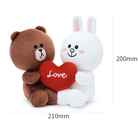 Line Friends 熊大可妮兔愛心情侶毛絨公仔