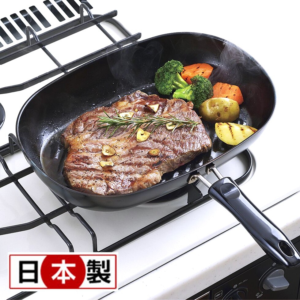 日本製凹凸橫紋牛排純鐵煎鍋