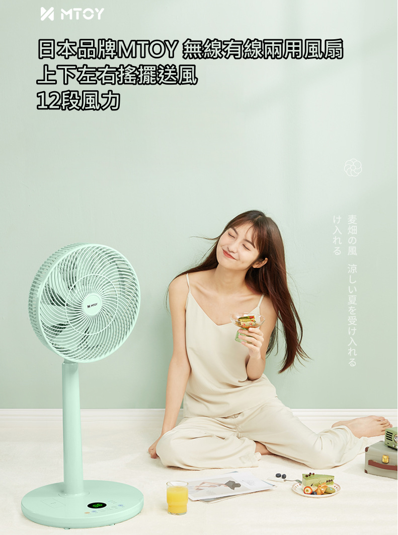 日本品牌MTOY 無線有線兩用離子淨化風扇