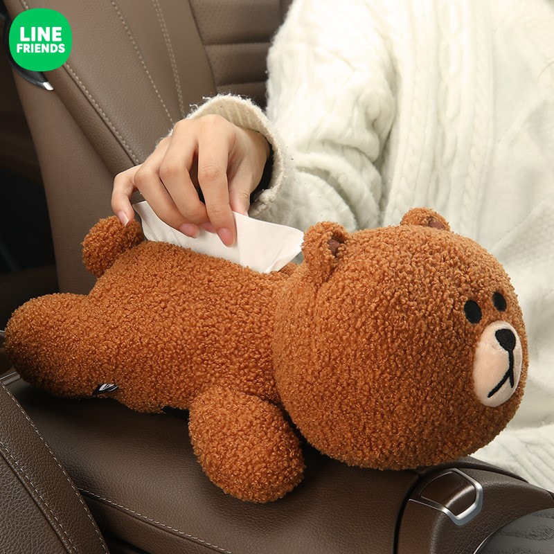 LINE Friends 車用掛帶紙巾收納公仔