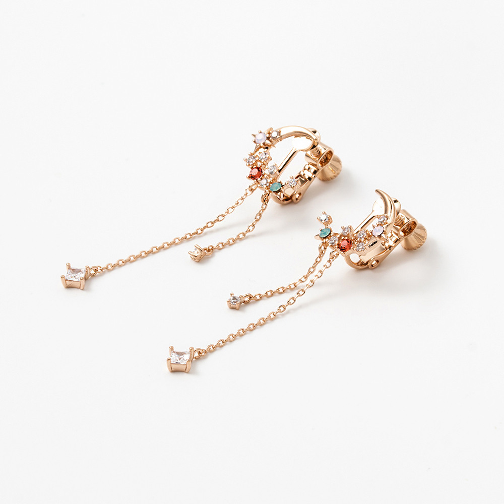 韓國 水鑽 月亮 耳夾