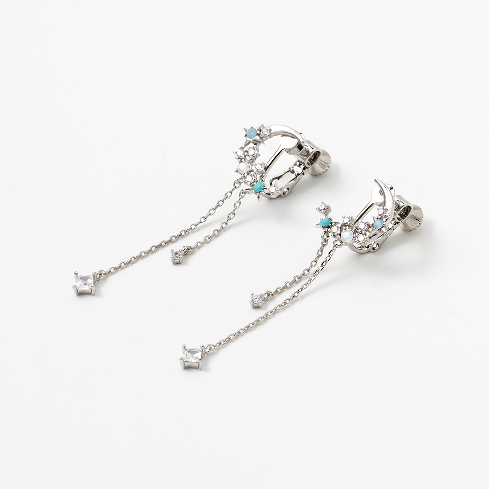 韓國 水鑽 月亮 耳夾