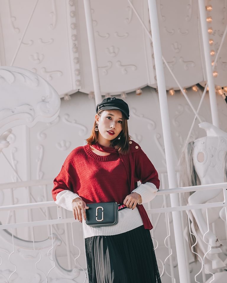 色塊針織毛衣－女