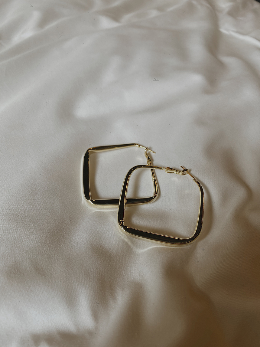 大正方鍍金銀耳環*2色