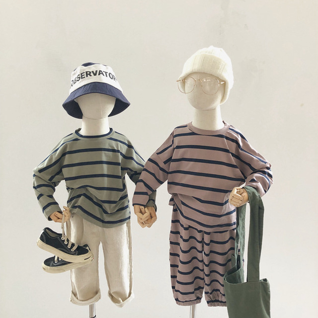 現貨 黃色100cm 寬條紋長袖棉T 4色