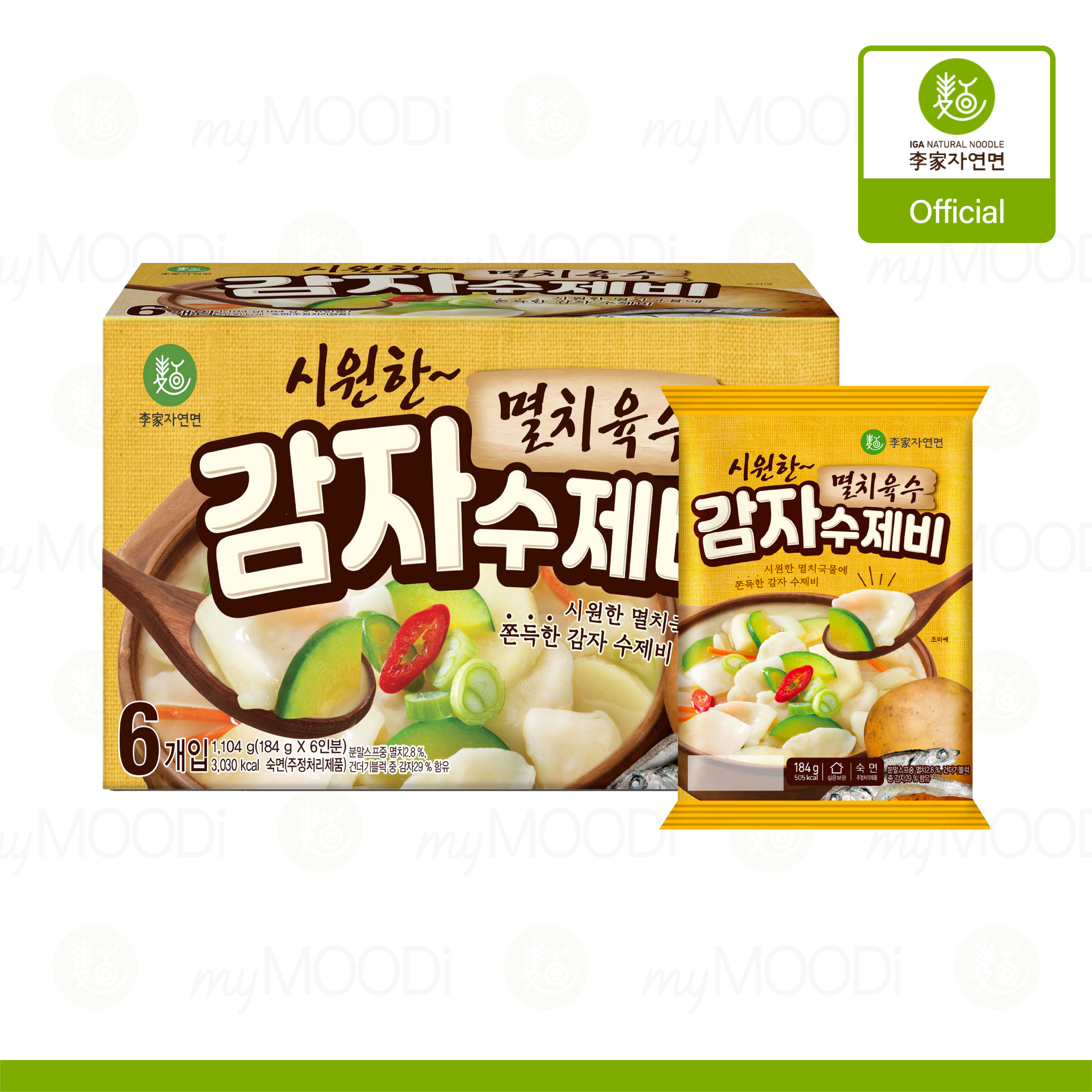 [嚐味期限: 2021.02.23] 韓國 非油炸 健康 鯷魚薯仔片麵湯 麵疙瘩/貓耳朵 (6包入) 멸치육수 감자수제비