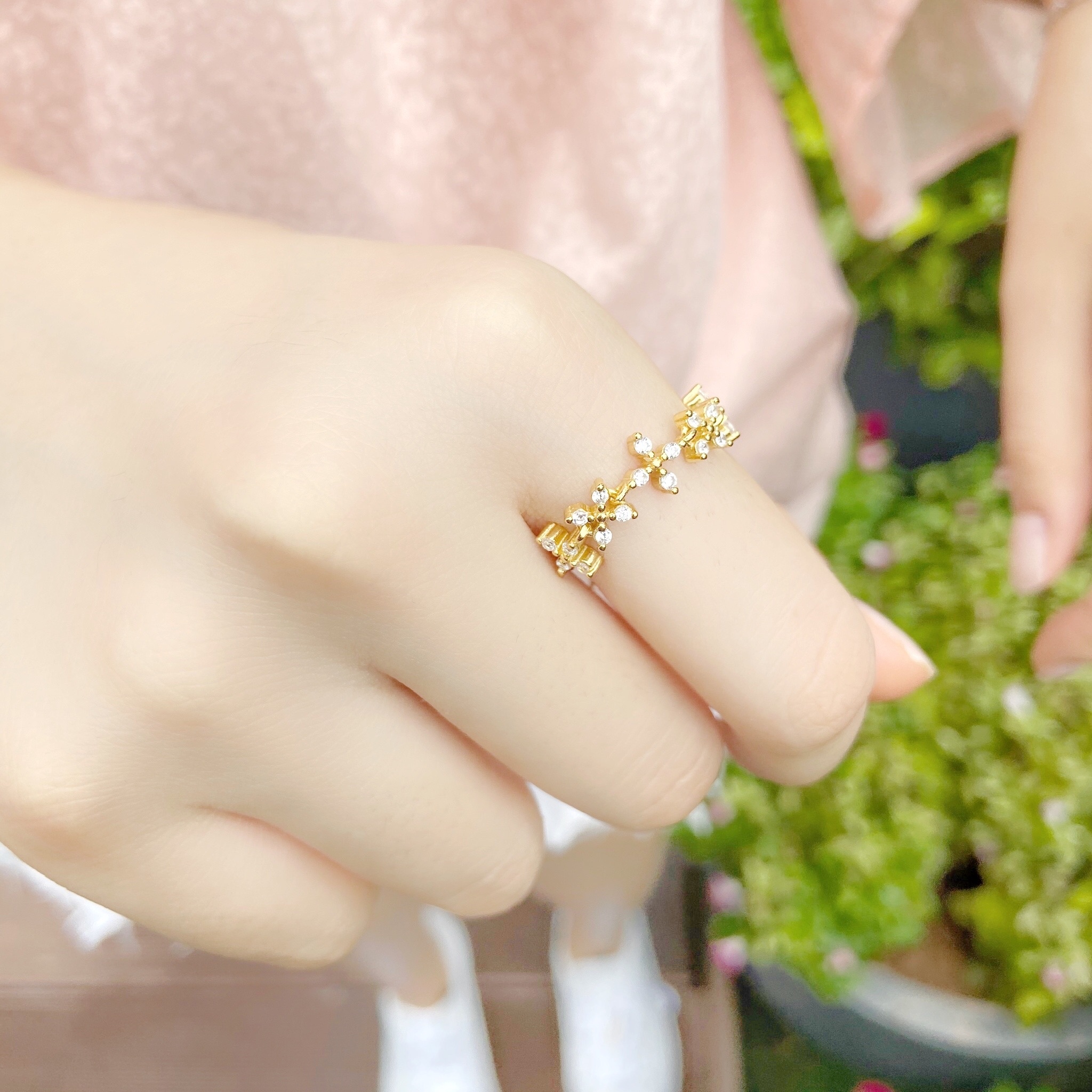 | 925銀・14k金丨  花花戒指鏈 | RI0096 |