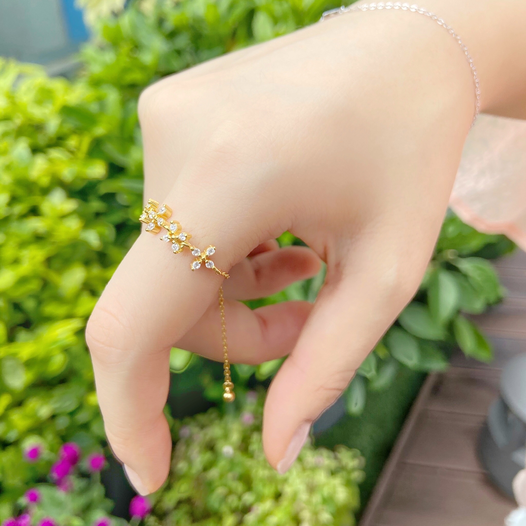 | 925銀・14k金丨  花花戒指鏈 | RI0096 |