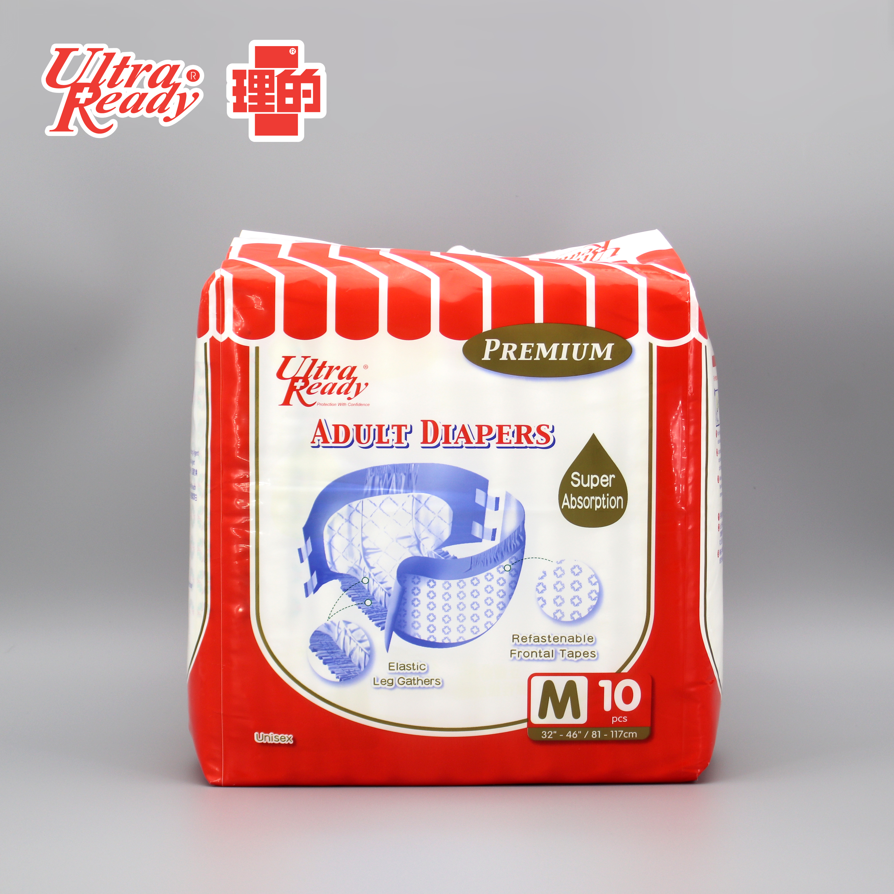 [兩箱原箱優惠-共20包] 理的金裝成人紙尿褲 (中碼 - 10片裝)