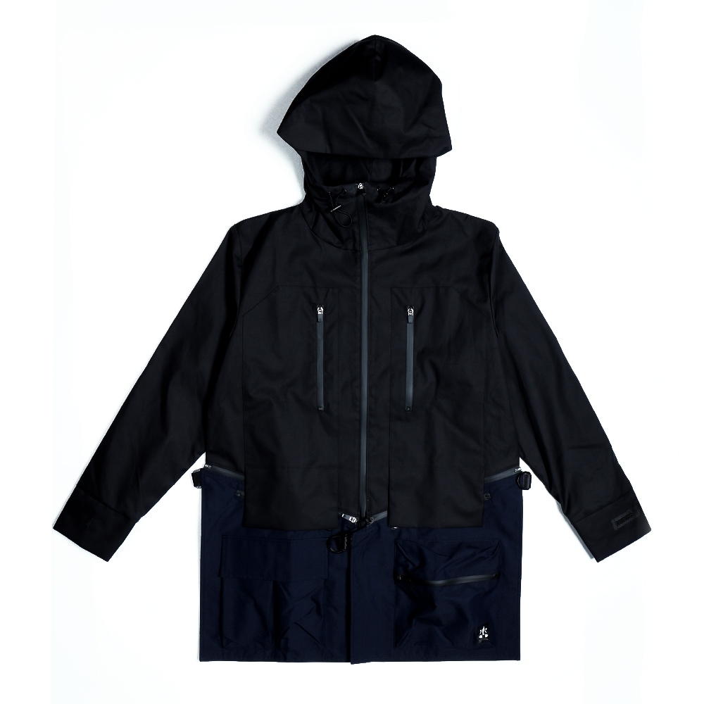 防水兩穿拆卸口袋風衣 - 黑(Xpore高機能)