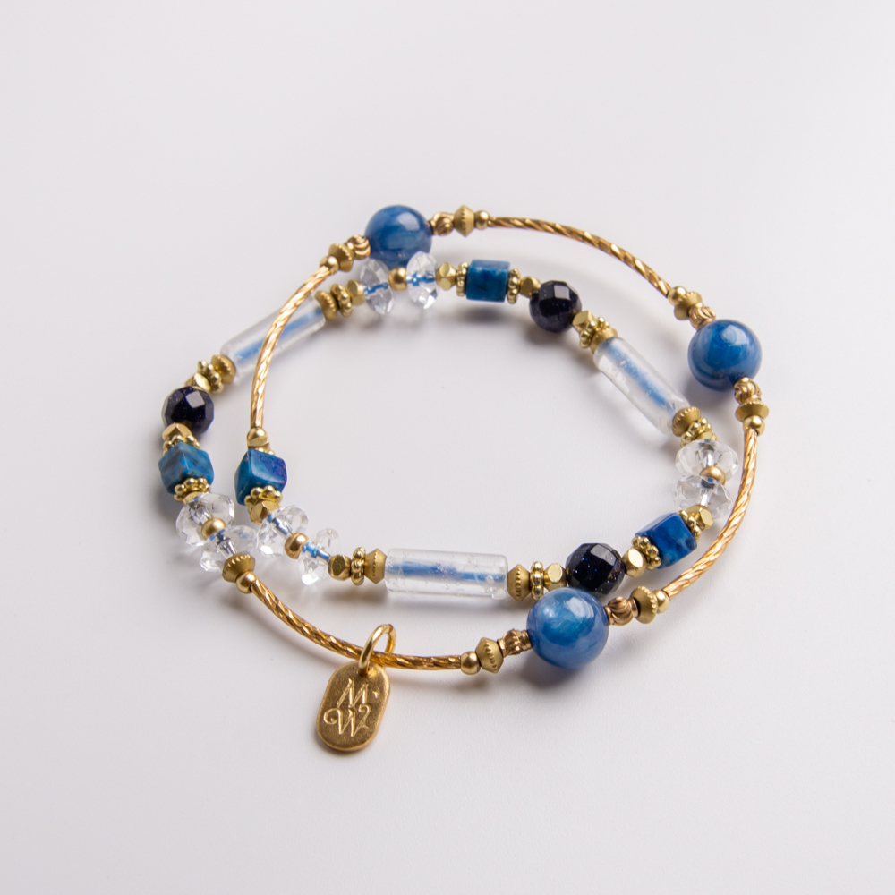 52赫茲｜C1326藍晶青金石黃銅雙圈手鍊