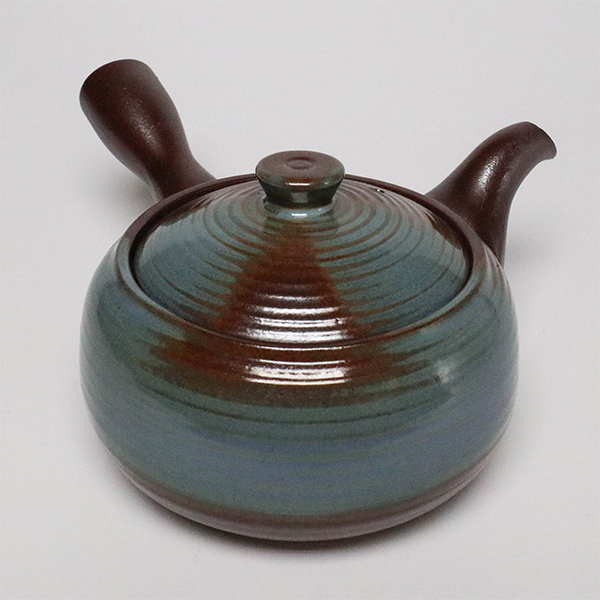 【萬古燒】南蠻福形青釉 橫手急須0.26L