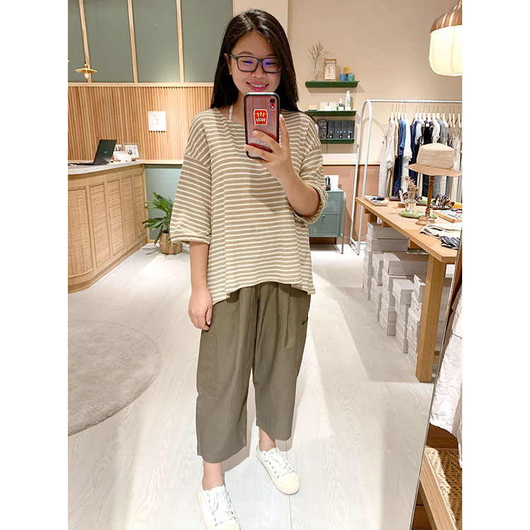 理想人生條紋五分鬆緊上衣-包色組