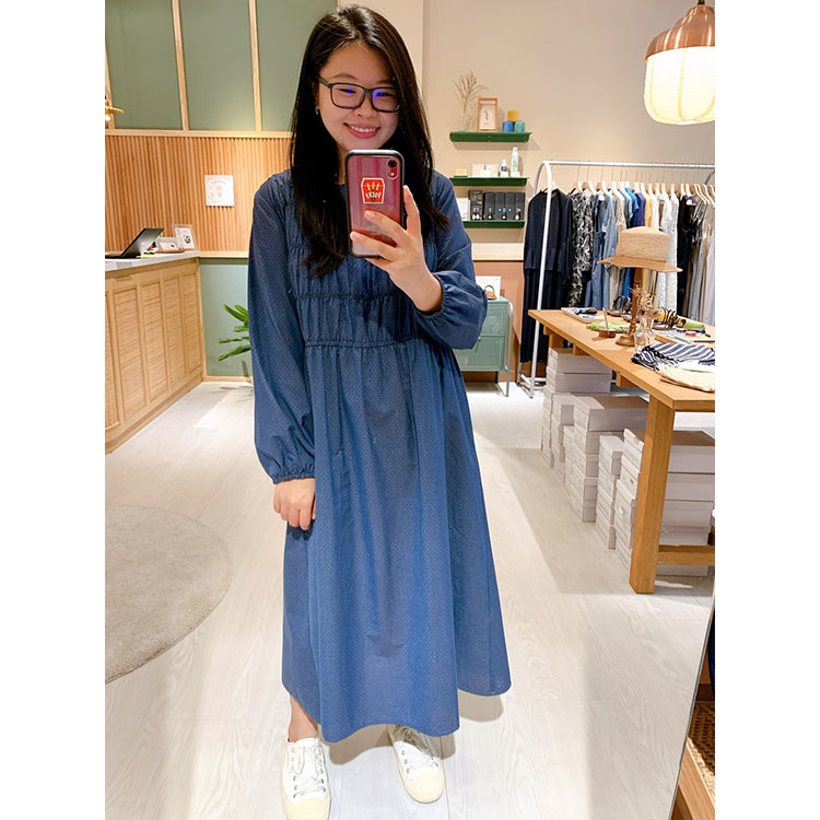 雨光海洋細皺長洋裝-星子