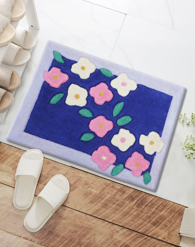 日系簡約立體刻花玄關墊(45x65cm)_花漾