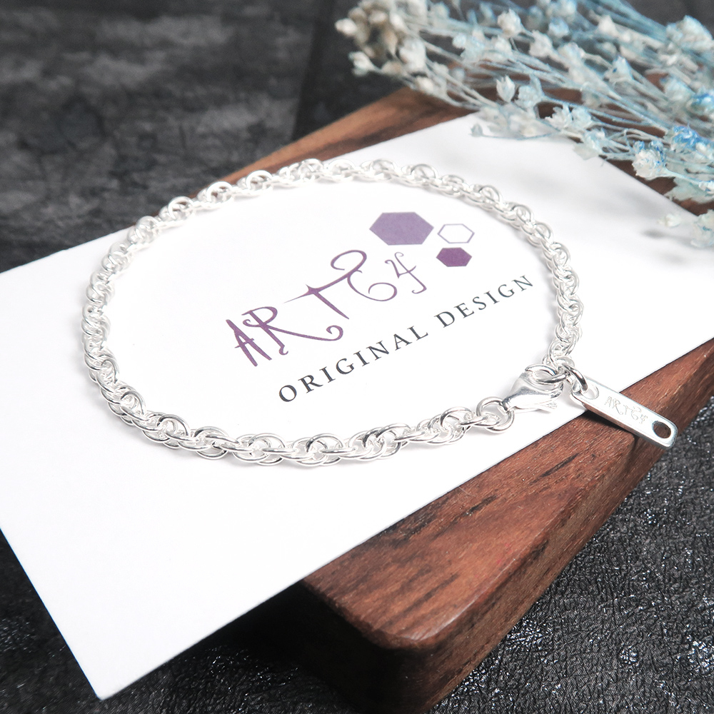 雙扣圓圈手鍊(3.0mm中細鍊) 925純銀刻字手鍊