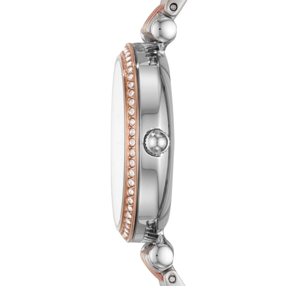 Carlie mini 小卡莉高雅璀璨輕奢石英女錶 銀色/玫瑰金不鏽鋼鍊帶 28MM ES4649