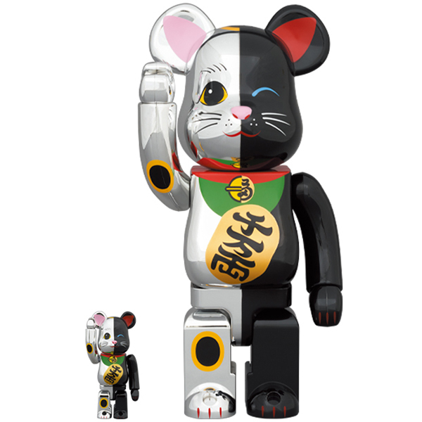 100%+400% SET BE@RBRICK Manekineko Silver×Black