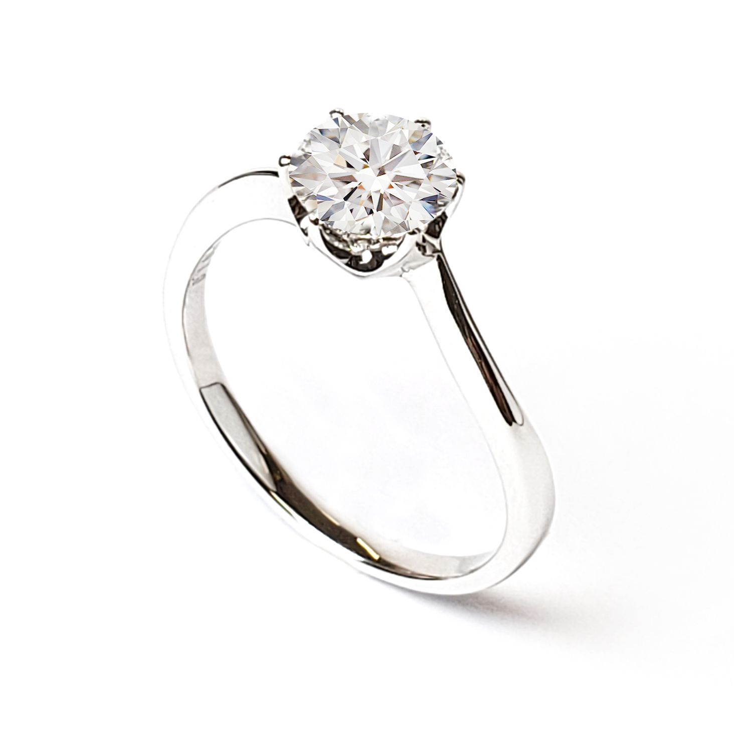 18K白金六爪扭臀戒指托 (RS03H6007)