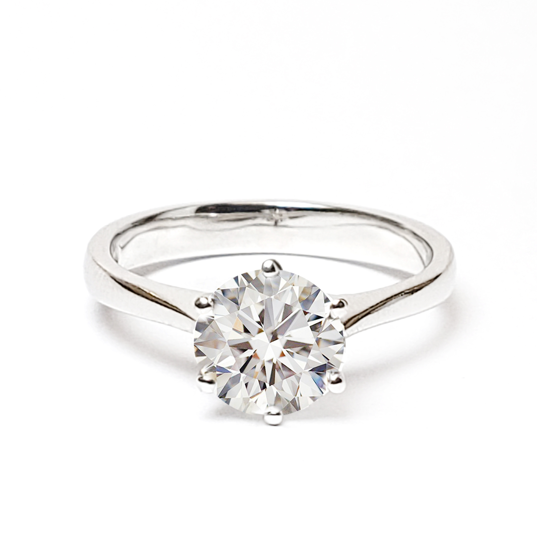 18K白金六爪幼臀戒指托 (RS01H6023)