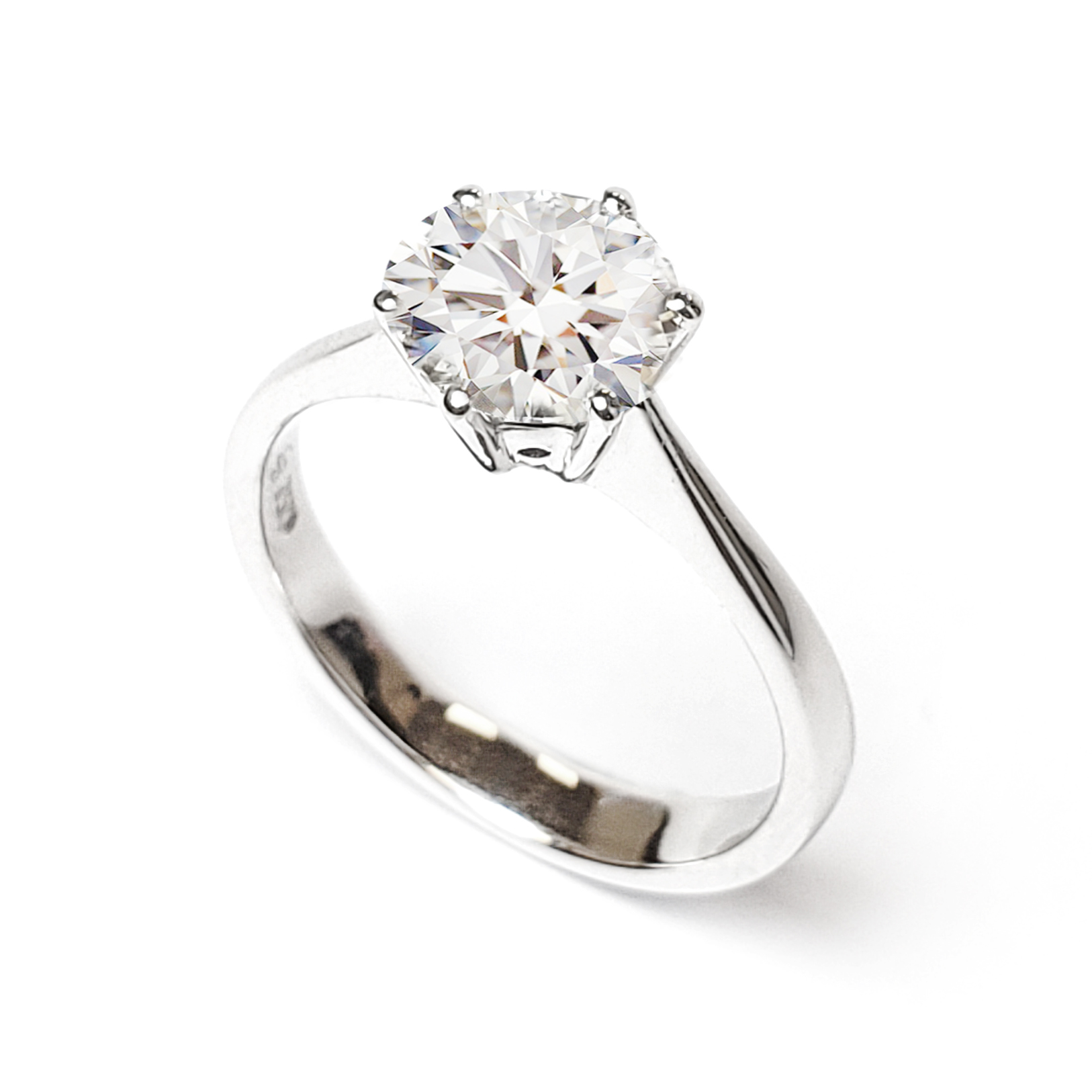 18K白金六爪幼臀戒指托 (RS01H6023)