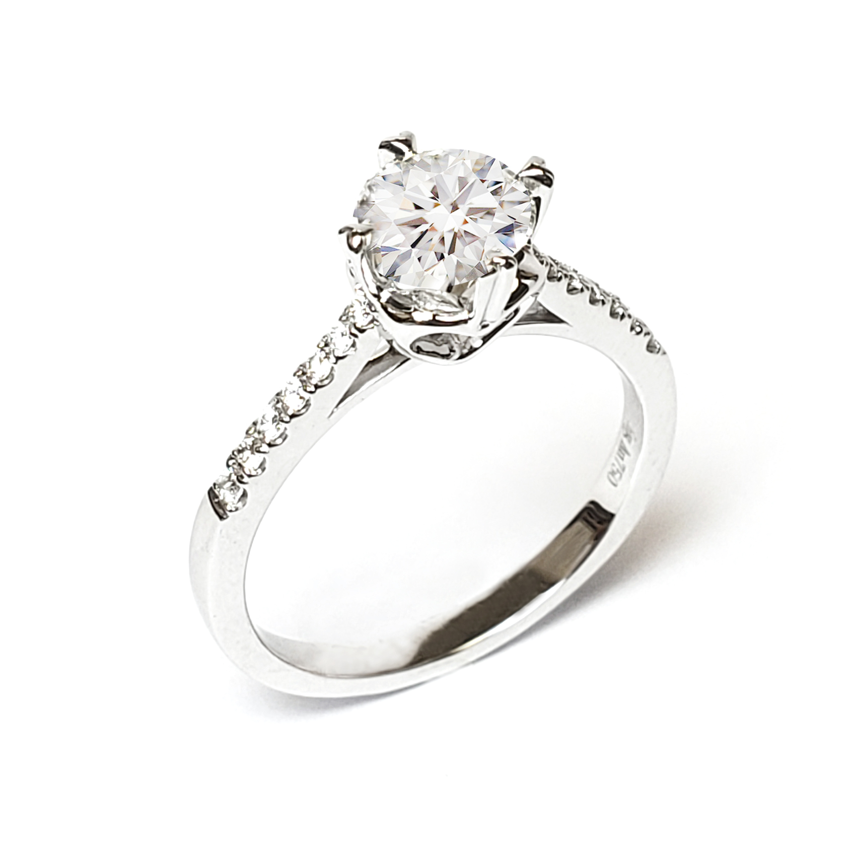 18K 白金天然鑽石戒托