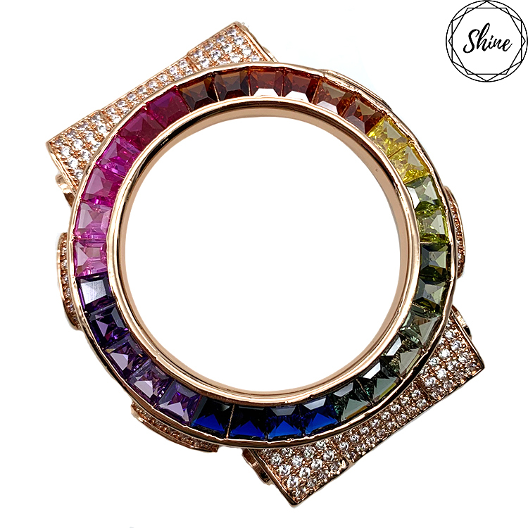 客製 GA-100 / GA-110 / GA-120 玫瑰金X白石彩虹閃石金屬錶殼