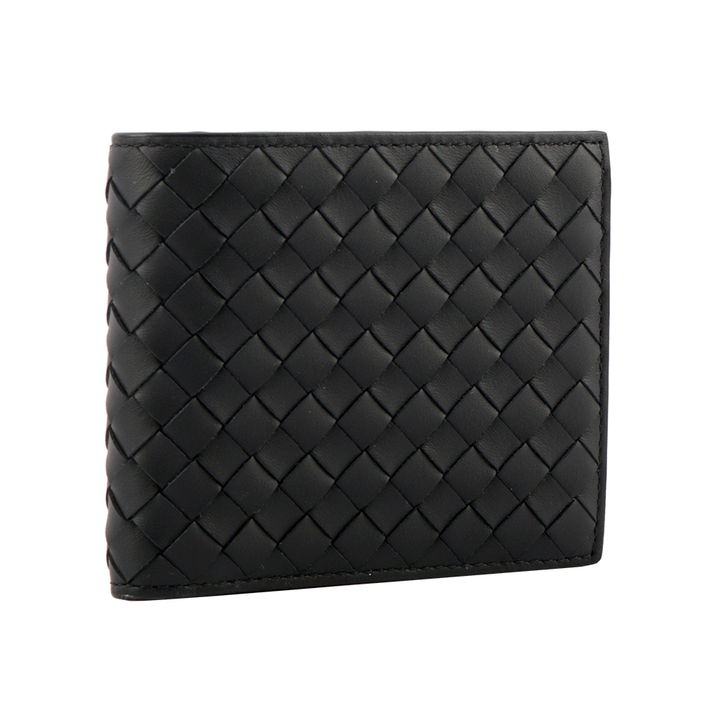 【BOTTEGA VENETA】小牛皮編織照片對開短夾