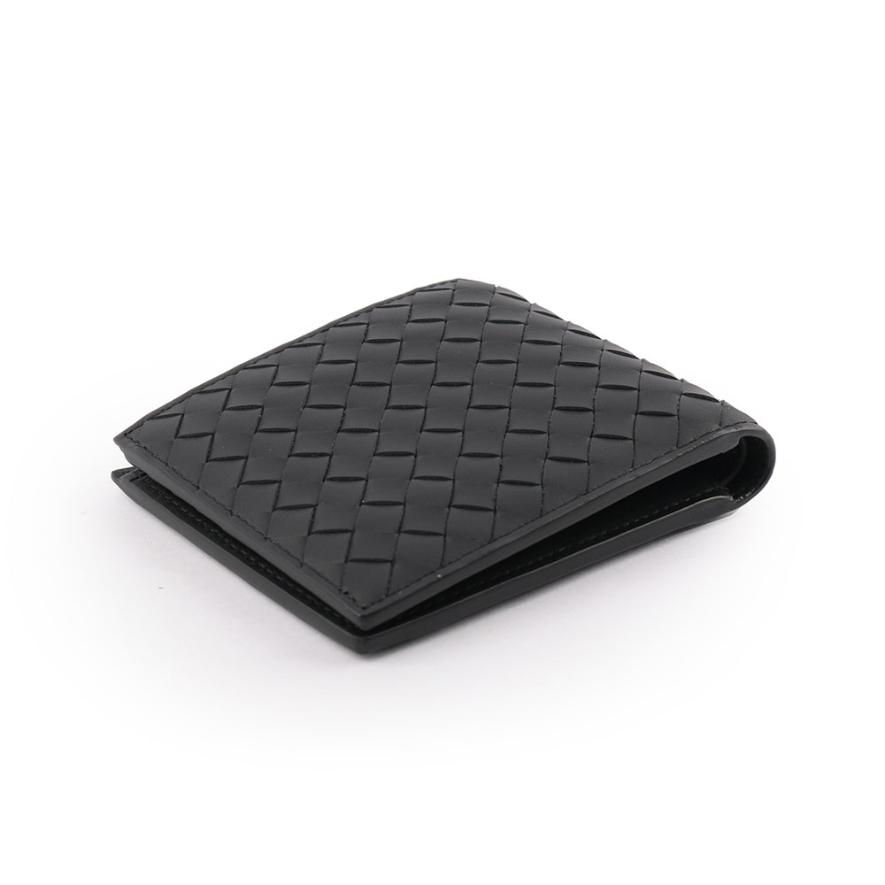 【BOTTEGA VENETA】小牛皮編織照片對開短夾