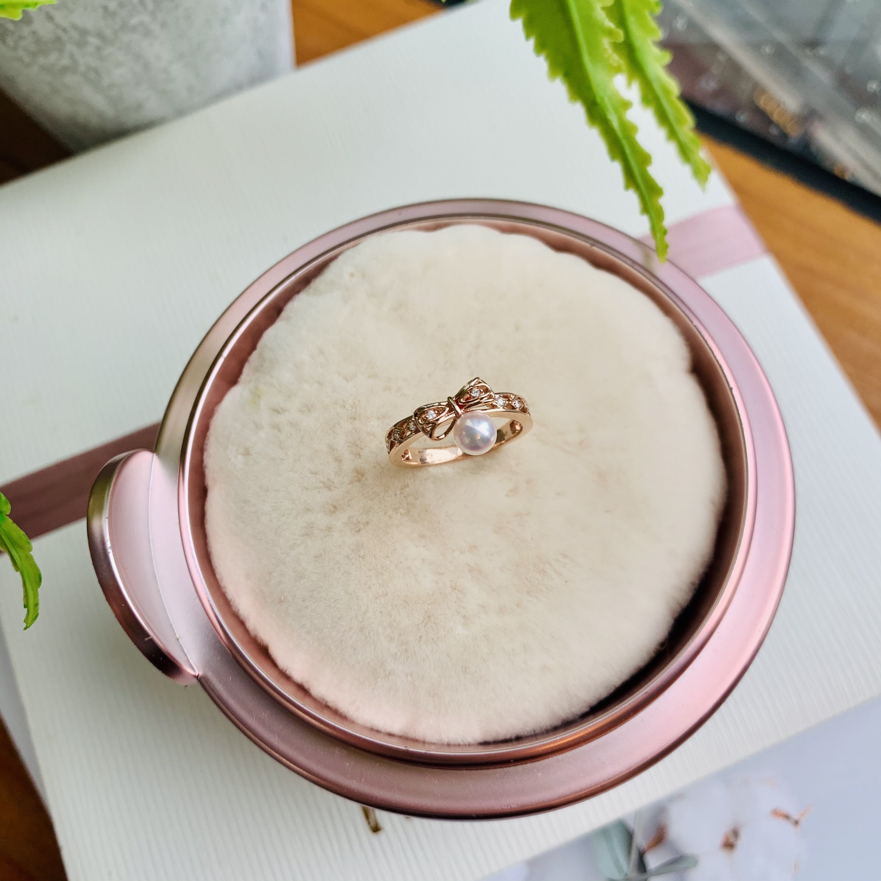 18K金日本Baby Akoya珍珠鑽石戒指