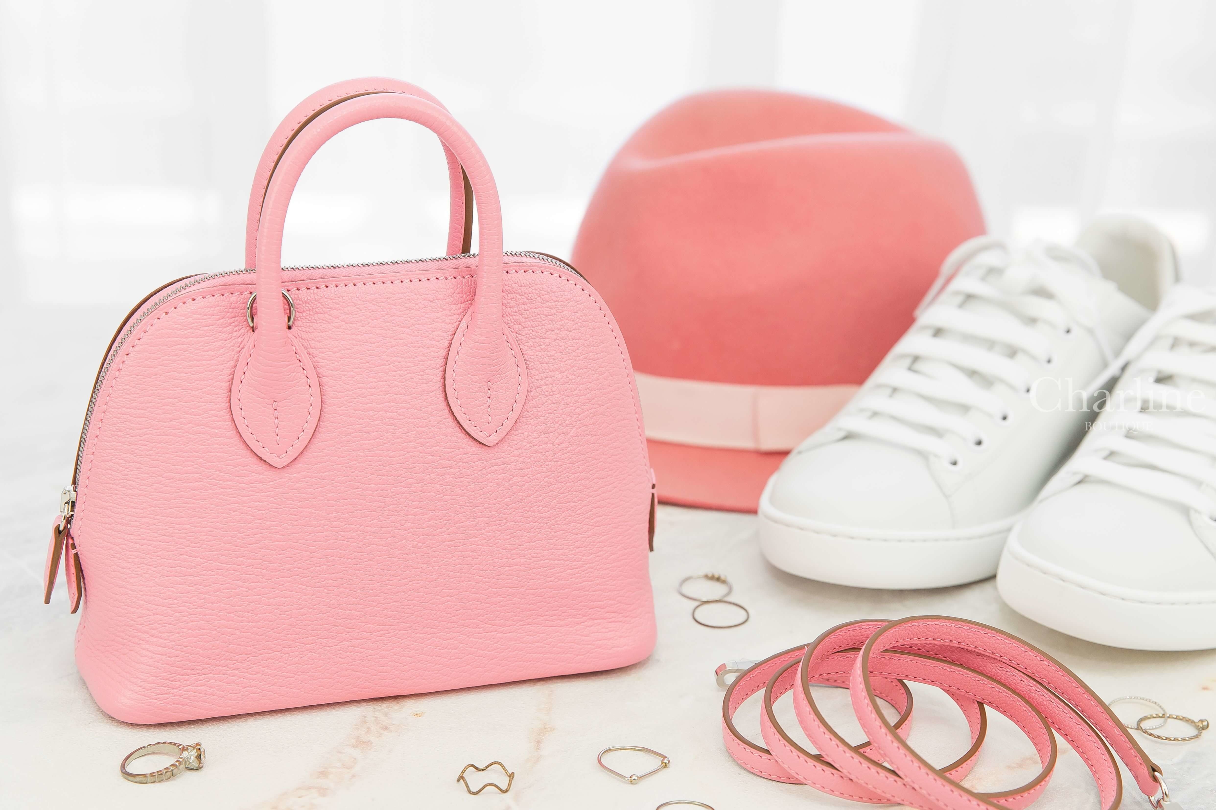 Hermès Bolide 1923 Mini 1Q Rose Confetti Chevre Mysore 奶昔粉銀釦迷你手提肩背包